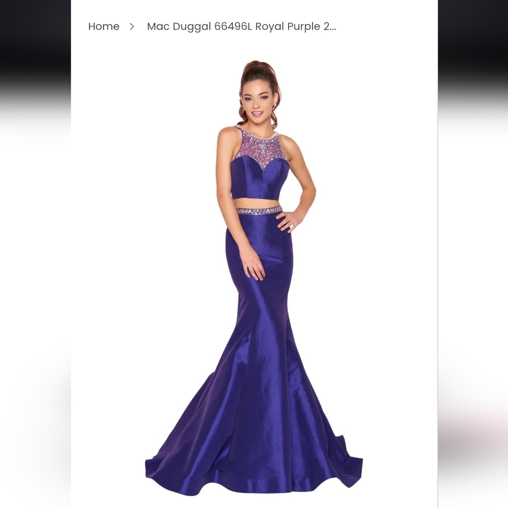 Mac Duggal Blue and Purple Embellished Cut Out Prom Gown/ Black Tie Wedding